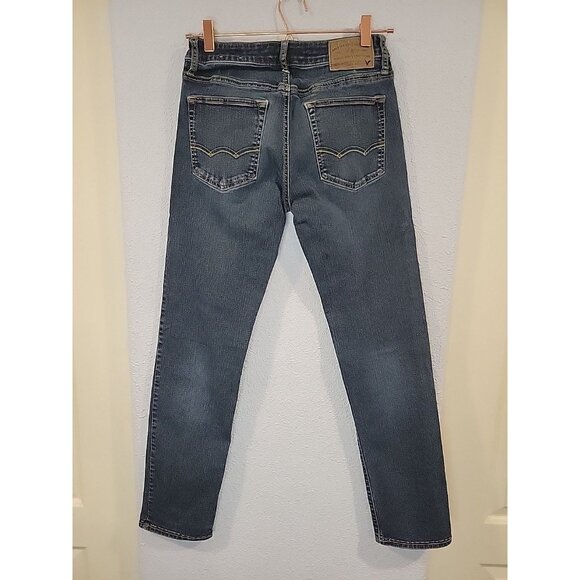 American Eagle Jeans Mens 28x32 Slim Straight Extreme Flex 4 Dark Wash Fit 28x31 - Picture 3 of 5